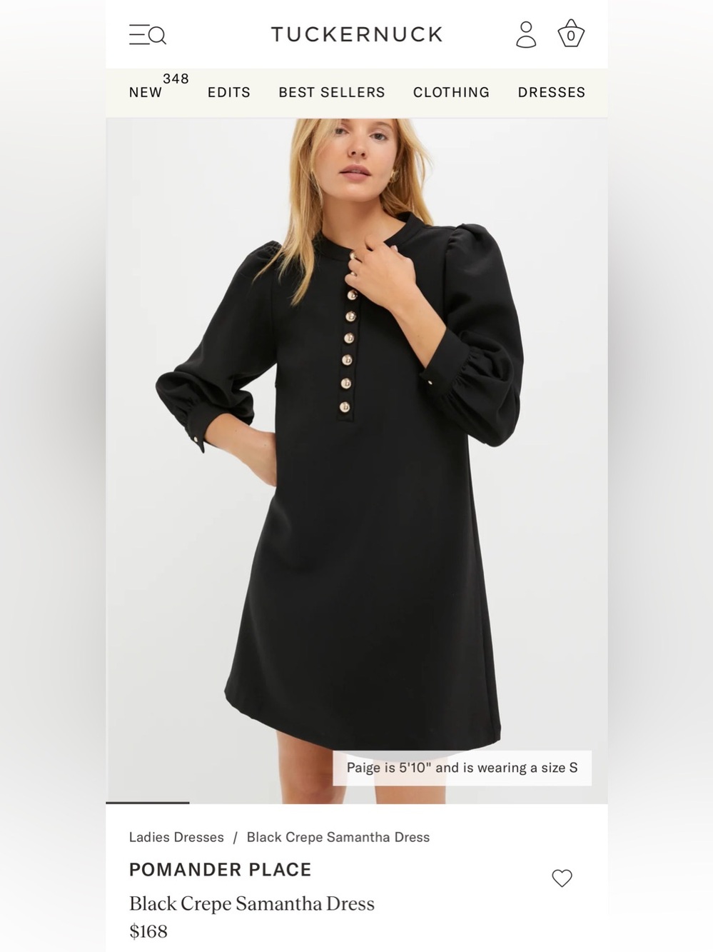 NWT Pomander Place Black Crepe Samantha Dress - Size XXS